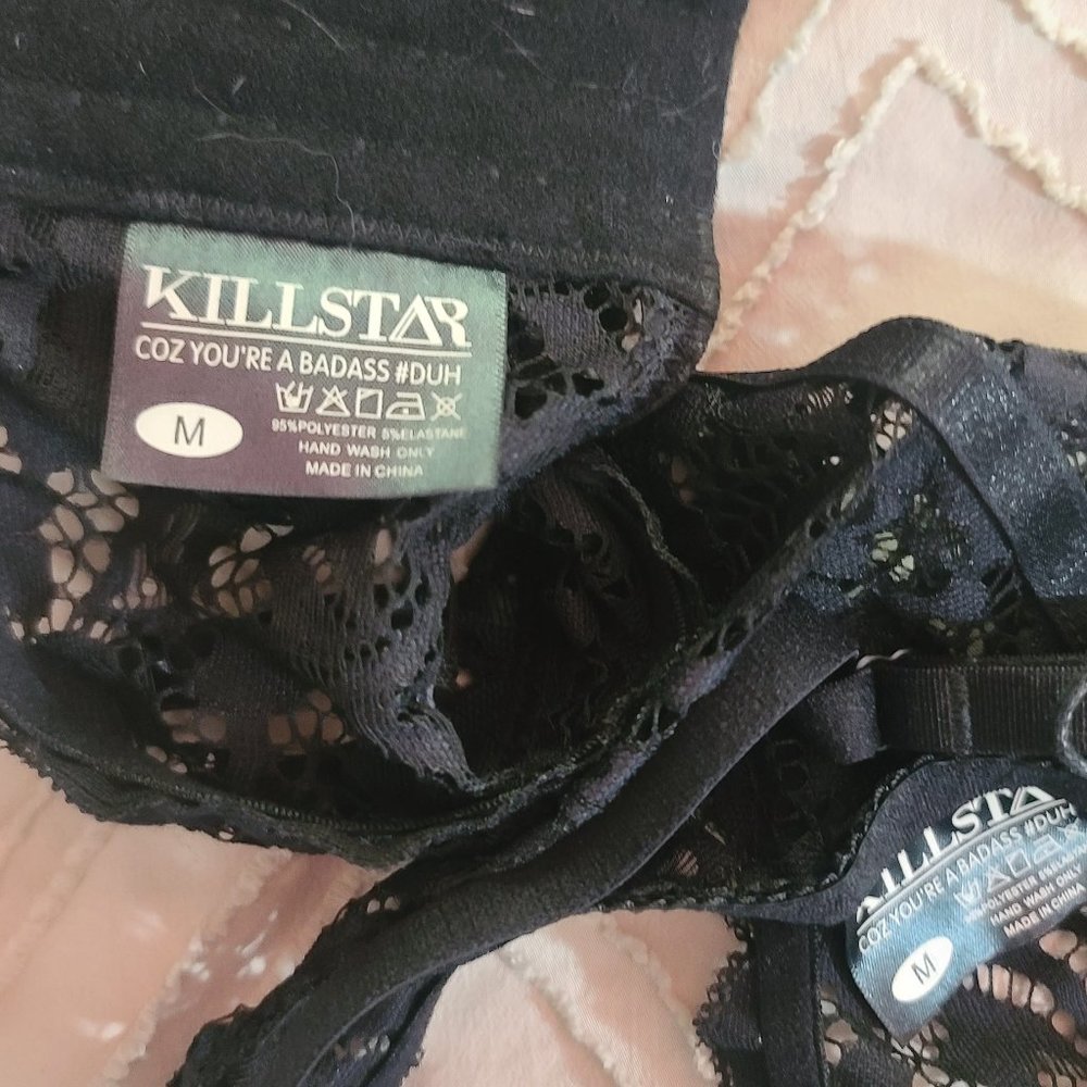 NWT Killstar Onyx Obsidian Black Boudoir Bralette and Panty Lingerie Set - Picture 7 of 7